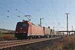 Mit einem  GTS -Containerzug aus Piacenza fuhr am Nachmittag des 31.10.2017 die BRLL/XRAIL 185 595-6  Ruth , welche den Zug auf dem Abschnitt von Basel bis Aachen West bespannte, bei Müllheim