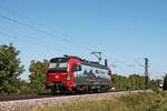 Nachschuss auf 193 465  Basel , als diese am Vormittag des 12.09.2018 als Lokzug (Basel SBB Rbf - Kork) bei Hügelheim durchs Rheintal fuhr in Richtung Norden, um ab Kork dann einen