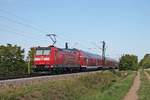 Nachschuss auf die Freiburger 146 109-4  Lahr (Schwarzw.) , als diese am Mittag des 12.09.2018 ihre RB (Basel Bad Bf - Offenburg) bei Hügelheim über die KBS 703 gen Buggingen schob.