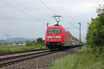 Nachschuss auf 101 048-7, als diese am Nachmittag des 14.05.2020 den Lr 78735 (Karlsruhe Hbf - Basel Bad Bf) nördlich von Hügelheim über die Rheintalbahn durchs Markgräflerland in