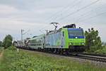 Am späten Nachmittag des 14.05.2020 fuhr Re 485 019 BLS Cargo - Die Alpinisten  mit ihrer RoLa (Freiburg (Brsg) Rbf - Novara Boschetto), welchen sie bis Domodossola bespannte, bei Buggingen