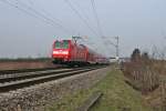 146 114-4 mit einem RE nach Basel SBB am 27.03.13 bei Hgelheim.