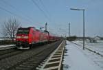 146 109-4 mit einer Schwarzwaldgarnitur als RB nach Neuenburg (Baden) am 13.02.13 bei der Einfahrt in Ringsheim.