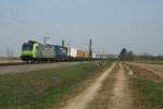 485 018-6 mit einer RoLa am Vormittag des 04.04.13 bei Hgelheim Richtung Sden.