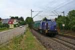 202 423-0 mit dem  Mllzug  von Freiburg (Breisgau) Gbf nach Heitersheim/TREA am 25.06.13 in Schallstadt.