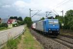 185 525-3 mit einem KLV-Zug am 25.06.13 bei Schallstadt gen Sden.