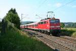 111 060-0 mit der RB 26578 von Basel Bad. Bf nach Offenburg am 08.07.13 bei der Ausfahrt aus Kollmarsreute.