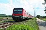 50 80 80-35 154-9 mit einer RB nach Neuenburg (Baden) am Nachmittag des 03.08.13 beim befahren des Gleis 13 in Mllheim (Baden).