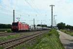 185 274-8 mit einem FIAT-Zug aus Italien am Nachmittag des 03.08.13 bei der Durchfahrt in Mllheim (Baden).