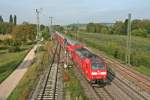 146 113-6 mit einem RE von Offenburg nach Basel am Nachmittag des 28.09.13 bei der Einfahrt in Mllheim (Baden).