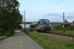 X73906 als IRE von Freiburg (Breisgau) nach Mulhouse-Ville am Abend des 28.09.13 bei der Einfahrt in den Bahnhofs Mllheim auf Gleis 13.