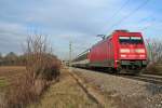 101 069-3 mit dem EC 9 von Hamburg-Altona nach Zrich HB am Nachmittag des 18.01.14 sdlich von Buggingen.