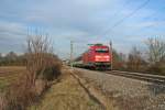 101 069-3 mit dem EC 9 von Hamburg-Altona nach Zrich HB am Nachmittag des 18.01.14 sdlich von Buggingen.