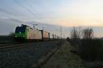 485 020-2 mit der RoLa (DGS) 43612 von Novara nach Freiburg (Breisgau) Gbf am Abend des 18.01.14 sdlich von Buggingen.