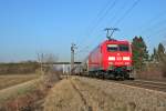 Die frisch lackierte 145 040-2 brachte am 31.01.14 einen gemischten Gterzug nach Basel.