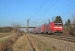 146 115 war am Nachmittag des 31.01.14 mit einem RE von Basel ber Freiburg (im Breisgau) Hbf nach Offenburg unterwegs.