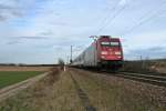 101 110-5 mit dem EC 9 von Hamburg-Altona nach Zürich HB am Nachmittag des 27.02.14 bei Hügelheim.