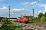 111 050-1 mit einer RB von Offenburg nach Schliengen am Nachmittag des 14.05.14 bei der Einfahrt in Mllheim (Baden).