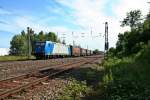 185 515-4 mit einem KLV-Zug in Richtung Norden am 06.06.14 im Bahnhof Orschweier.