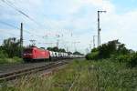 145 052-7 mit dem 48654 von Alessandira nach Offenburg Gbf/Lahr (Schwarzwald) am Nachmittag des 14.06.14 in Mllheim (Baden).