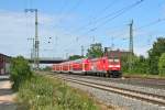 146 235-7 mit einer RB von Neuenburg (Baden) nach Freiburg (Breisgau) Hbf am Nachmittag des 14.06.14 in Mllheim (Baden).