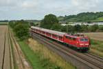 111 050-1 mit einer RB von Schliengen nach Offenburg am Nachmittag des 11.07.14 nrdlich von Hgelheim.