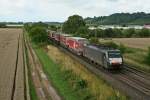 ES 64 F4-107 mit einem KLV-Zug in Richtung der Schweiz am Nachmittag des 11.07.14 nrdlich von Hgelheim.