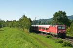 143 145-1 mit einer RB von Offenburg nach Schliengen am Nachmittag des 01.08.14 nrdlich von Kollmarsreute.