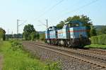 575 003-5 und 575 002-7 als T77150 von Freiburg (Breisgau) Gbf nach Riegel-Malterdingen/Endingen (Kaiserstuhl) am Nachmittag des 01.08.14 nrdlich von Kollmarsreute.