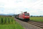 185 129-4 mit dem 45012 auf der Fahrt von Chiasso nach Mannheim Rbf am Mittag des 08.08.14 bei Kollmarsreute.