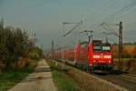 146 113-6 mit dem RE 5341 auf dem Weg von Offenburg nach Basel SBB am Nachmittag des 30.10.15 zwischen Denzlingen und Gundelfingen.