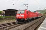 Ausfahrt am 04.04.2017 von der Freiburger 146 205 mit ihrer RB (Offenburg - Basel Bad Bf) aus dem Bahnhof von Efringen Kirchen, als sie nur noch wenige Kilometer bis zum Zielbahnhof hatte.