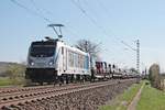 Mit dem DGS 47008 nach Lahr (Schwarzw.) war am 07.04.2017 die Rpool/BLSC 187 006-2 bei Hügelheim auf der KBS 703 in Richtung Norden unterwegs.