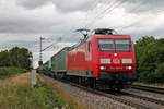 Mit dem  Lannutti -KLV (Charleroi Dry Port - Torino Orbassano) war am 27.07.2017 die 145 010-5 unterwegs in Richtung Schweiz, als sie bei Buggingen nur noch wenige Kilometer vor sich hatte.
