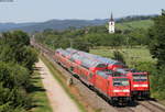 146 235-7 mit der RB 17029 (Offenburg-Basel Bad Bf) und RB 17060 (Neuenburg(Baden)-Offenburg) mit Schublok 146 233-2  Donaueschingen  bei Denzlingen 4.7.19
