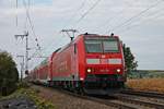 Mit einer RB (Offenburg - Basel Bad Bf) fuhr am Nachmittag des 04.09.2018 die Freiburger 146 115  Landkreis Breisgau-Hochschwarzwald  bei Müllheim (Baden) in Richtung des dortigen Bahnsteiges, um
