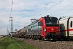 Mit dem kurzen  BASF -Zug DGS 49069 (Karlsruhe Gbf - Basel SBB RB) fuhr am Nachmittag des 25.04.2019 die 193 469  Simplon  durch den Haltepunkt von Auggen über die KBS 703 durchs