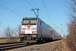 Nachschuss auf die 146 227-4  Bahnprojekt Stuttgart-Ulm , als diese am Nachmittag des 20.01.2020 ihre RB (Basel Bad Bf - Offenburg) nördlich von Müllheim (Baden) bei Hügelheim in