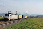 Am Nachmittag des 27.03.2020 fuhr Maquarie/BLSC/TXL 186 901 mit dem DGS 41032 (Busto Arsizio - Krefeld Uerdingen) bei Kollmarsreute über Rheintalbahn am Schwarzwald in Richtung Offenburg vorbei.