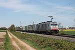 Am Nachmittag des 20.04.2020 fuhr Rpool/LINEAS 186 450 mit dem DGS 40077 (Genk Haven - Novara Boschetto) südlich von Buggingen über die KBS 702 durchs Markgräflerland in Richtung