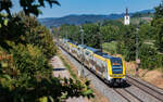 1462 014 und 1462 002 als RE 5337 (Offenburg - Basel SBB) bei Denzlingen 12.8.26
