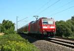 146 112-8 mit einem RE nach Basel Bad. Bf am 26.07.12 kurz vor Ringsheim.