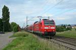 146 111-0 mit einem RE nach Basel SBB am 12.06.13 südlich von Bad Krozingen.