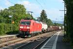 185 035-3 mit einem gemischten Güterzug aus Süden am 08.07.13 bei der Durchfahrt im Hp Kollmarsreute.