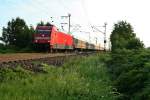 101 072-7 mit dem 40 Minuten verspteten CNL 479 aus Hamburg am Moren des 25.07.13 im nrdlichen Bahnhofsbereich von Mllheim (Baden).