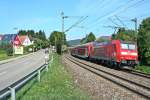 146 109-4 mit einem RE nach Offenburg am Nachmittag des 15.08.13 kurz vor Schallstadt.