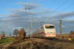 401 018-7 als ICE 279 von Berlin Ostbahnhof nach Basel SBB am Nachmittag des 07.12.13 bei der Einfahrt in Mllheim (Baden).