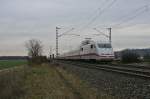 401 581-4 als verspteter ICE 70 von Basel SBB nach Hamburg Altona am Nachmittag des 29.01.14 bei Hgelheim.