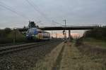 Am 29.01.14 war der SNCF-Triebwagen X73910 wie schon so oft als IRE von Mulhouse-Ville nach Freiburg (Breisgau) Hbf unterwegs.