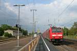 146 236-5 mit einem RE von Offenburg nach Basel Bad. Bf am Nachmittag des 26.05.14 bei der Ausfahrt aus Mllheim (Baden).